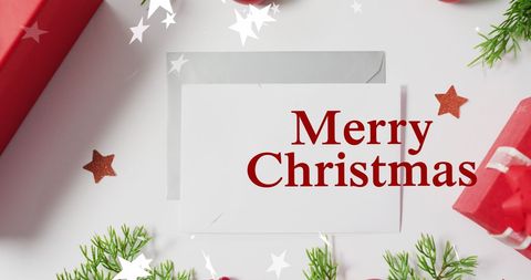 Festive Merry Christmas Greeting with Seasonal Elements - Download Free Stock Images Pikwizard.com