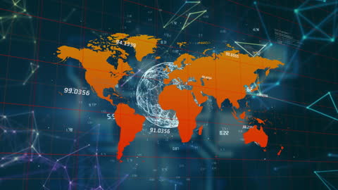 Global Networking Concept with World Map and Data Processing