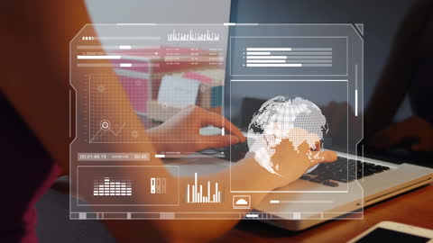 Businesswoman Analyzing Data with Futuristic Interface