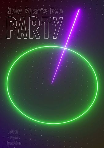 vibrant new year's eve party poster with neon graphics - Download Free Stock Templates Pikwizard.com