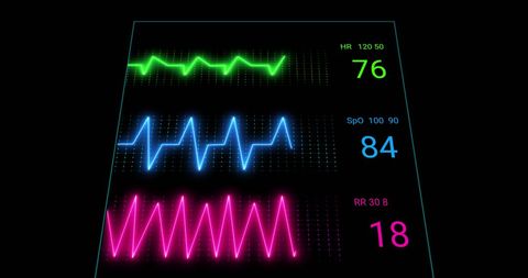 Dynamic Heartbeat Monitor Display with Digital Readouts - Download Free Stock Images Pikwizard.com