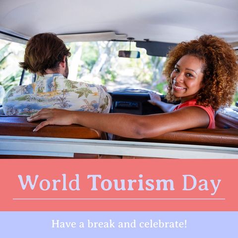 happy couples on adventure road trip celebrating world tourism day - Download Free Stock Templates Pikwizard.com