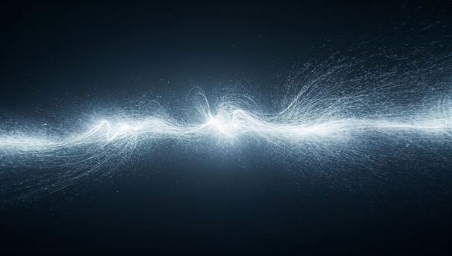 Dynamic Particle Wave with Illuminated Nodes on Dark Background