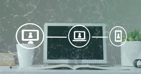 Digitally Connected Devices on Modern Office Desk