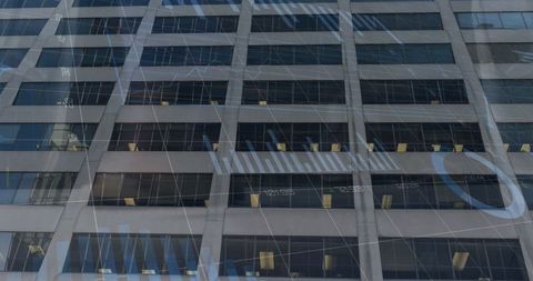 Overlay of Financial Data on Office Building Facade - Download Free Stock Images Pikwizard.com