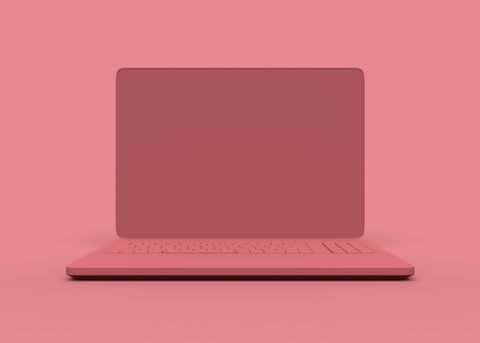 Minimalist Pink Laptop Front View on Pink Background