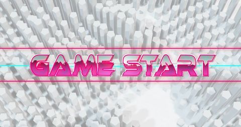 Game Start Text on 3D Neon Block Background - Download Free Stock Images Pikwizard.com
