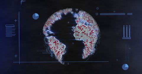 Digital Data Rendering Around Globe on Black Background - Download Free Stock Images Pikwizard.com