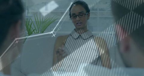 Businesswoman Overlay Technology Collaborative Office