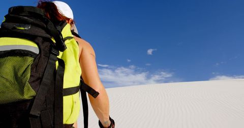 Woman Backpacking in Scenic Desert Landscape, Ideal for Adventure Themes - Download Free Stock Images Pikwizard.com