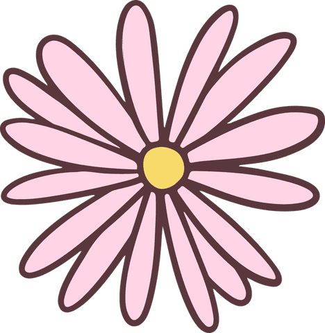 Stylized pink flower graphic on transparent background