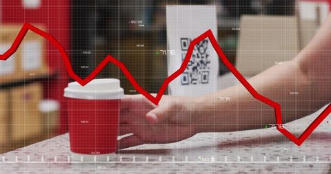 Business concept: mobile payment with data analytics charts