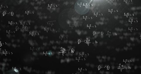 Abstract Math Equations Blending with Snowflakes and Light