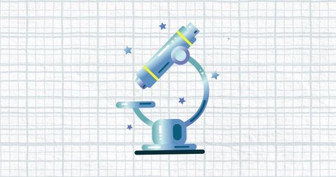 Illustrated Microscope with Stars Over Grid Background - Download Free Stock Images Pikwizard.com