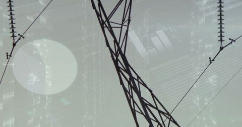 Electricity transmission tower with digital data overlay