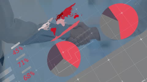 Global Business Handshake with Financial Data Overlay