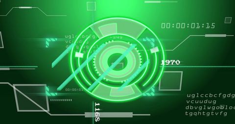 Futuristic green hud interface with digital effects