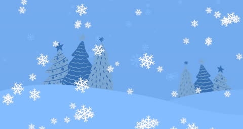 Winter Christmas Trees with Falling Snow Animation