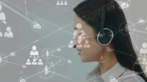 Businesswoman Using Headset for Global Communication and Networking