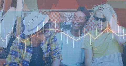 Digital data processing overlay on friends road trip