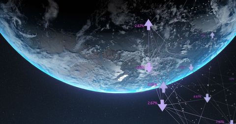 Global Network Data Exchange Over Earth Bright Points - Download Free Stock Images Pikwizard.com