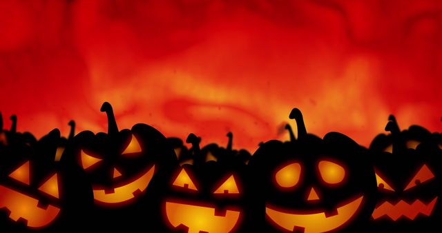 Spooky Jack-o'-Lanterns with Glowing Fire Background - Download Free Stock Images Pikwizard.com