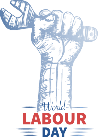 Stylized fist holding wrench transparent background for labour day