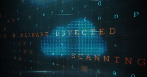 Digital Cloud with Virus Detection and Data Processing Overlay - Download Free Stock Images Pikwizard.com