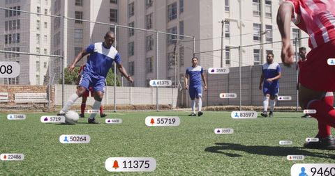 Athletes Playing Soccer Enhanced with Gamer Interface