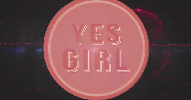 Yes Girl Text Illustration with Peach Circle and Abstract Glowing Background - Download Free Stock Images Pikwizard.com