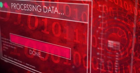 Digital Data Processing on Dynamic Red Background - Download Free Stock Images Pikwizard.com