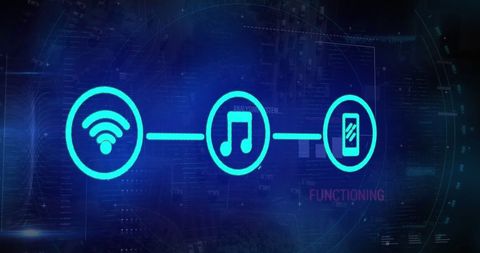 Digital Technology Icons with Network Structure on Blue Background - Download Free Stock Images Pikwizard.com