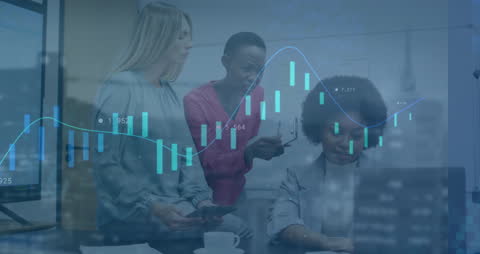 Modern Business Team Analyzing Digital Financial Charts