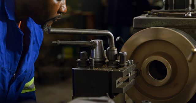 Engineer Operating Lathe Machine in Industrial Workshop - Download Free Stock Images Pikwizard.com