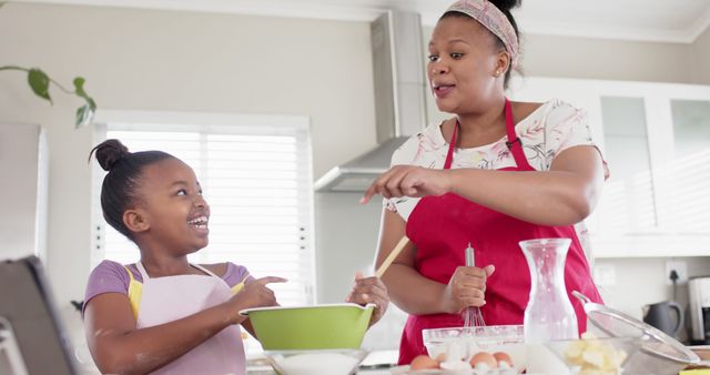 Happy Mother and Daughter Baking Together in Kitchen - Download Free Stock Images Pikwizard.com