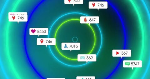 Digital Interface Concept with Social Media Panel Overlays