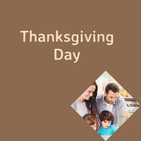 Happy family celebrating thanksgiving in kitchen
