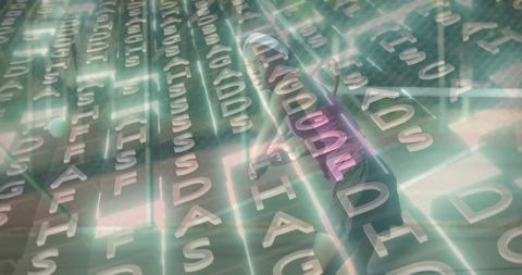 Futuristic virtual reality innovation with alphanumeric overlay