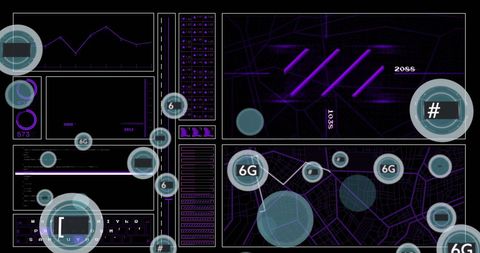 Futuristic Data Processing with 6G Icons and Digital Interface - Download Free Stock Images Pikwizard.com