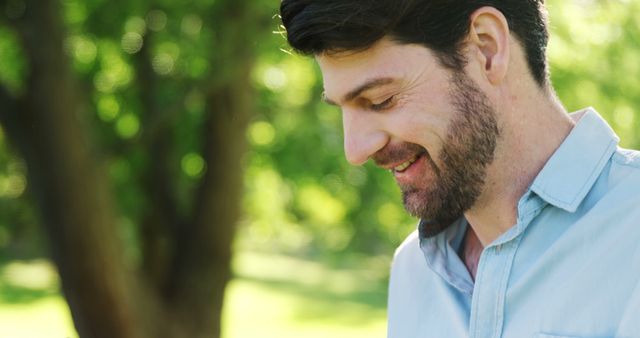Smiling Man with Beard in Outdoors - Download Free Stock Images Pikwizard.com