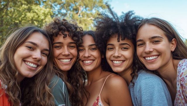 Joyful Group of Diverse Women Smiling Together Outdoors