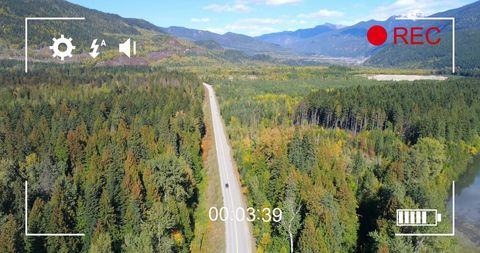 Aerial View of Countryside Road with Video Recording Overlay - Download Free Stock Images Pikwizard.com
