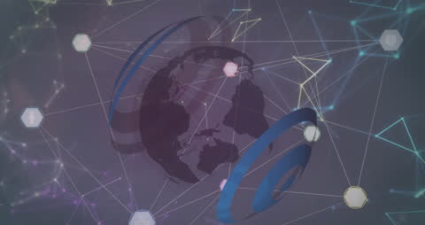 Digital Globe with Networking Connections Overlay