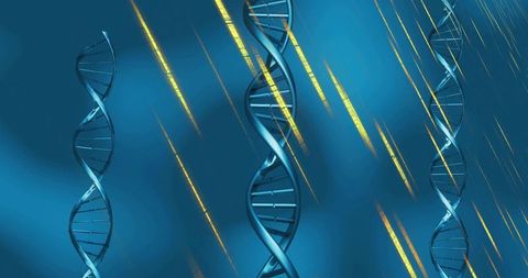 Futuristic DNA Helices with Golden Streaks