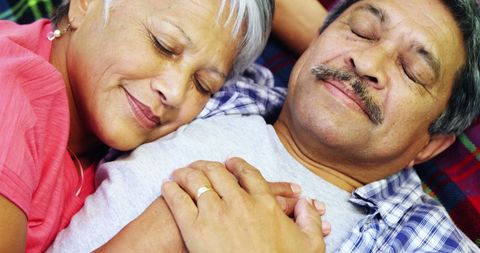 Senior Couple Relaxing in an Affectionate Embrace