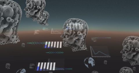 Futuristic Heads with Gears and Data Visualizations - Download Free Stock Images Pikwizard.com