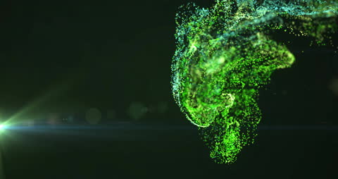 Glowing Green Particle Network on Dark Background