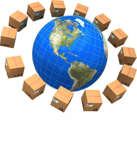 global logistics concept with transparent world globe and cardboard boxes - Download Free Stock Videos Pikwizard.com