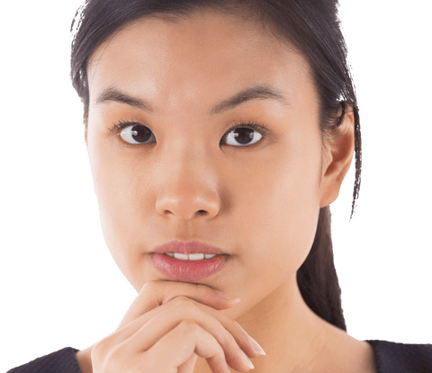 Close-up Transparent Portrait of Thoughtful Businesswoman