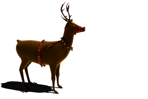 Realistic Transparent Reindeer with Sleigh Bells and Harness